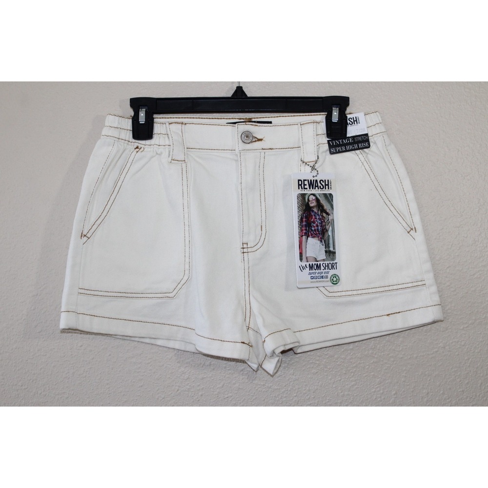 Rewash Womens Juniors Cream Super High Rise Shorts 7/28 NWT